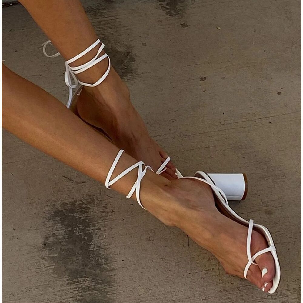 Princess Polly The Lena Strappy Heels White Size 9 New